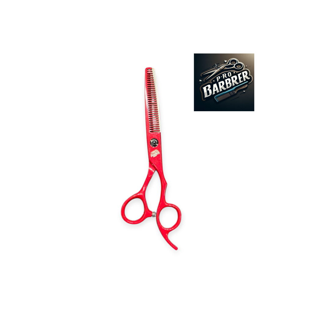 Barber Pro Thinning Scissors – Red, 6 Inch, Japanese Steel